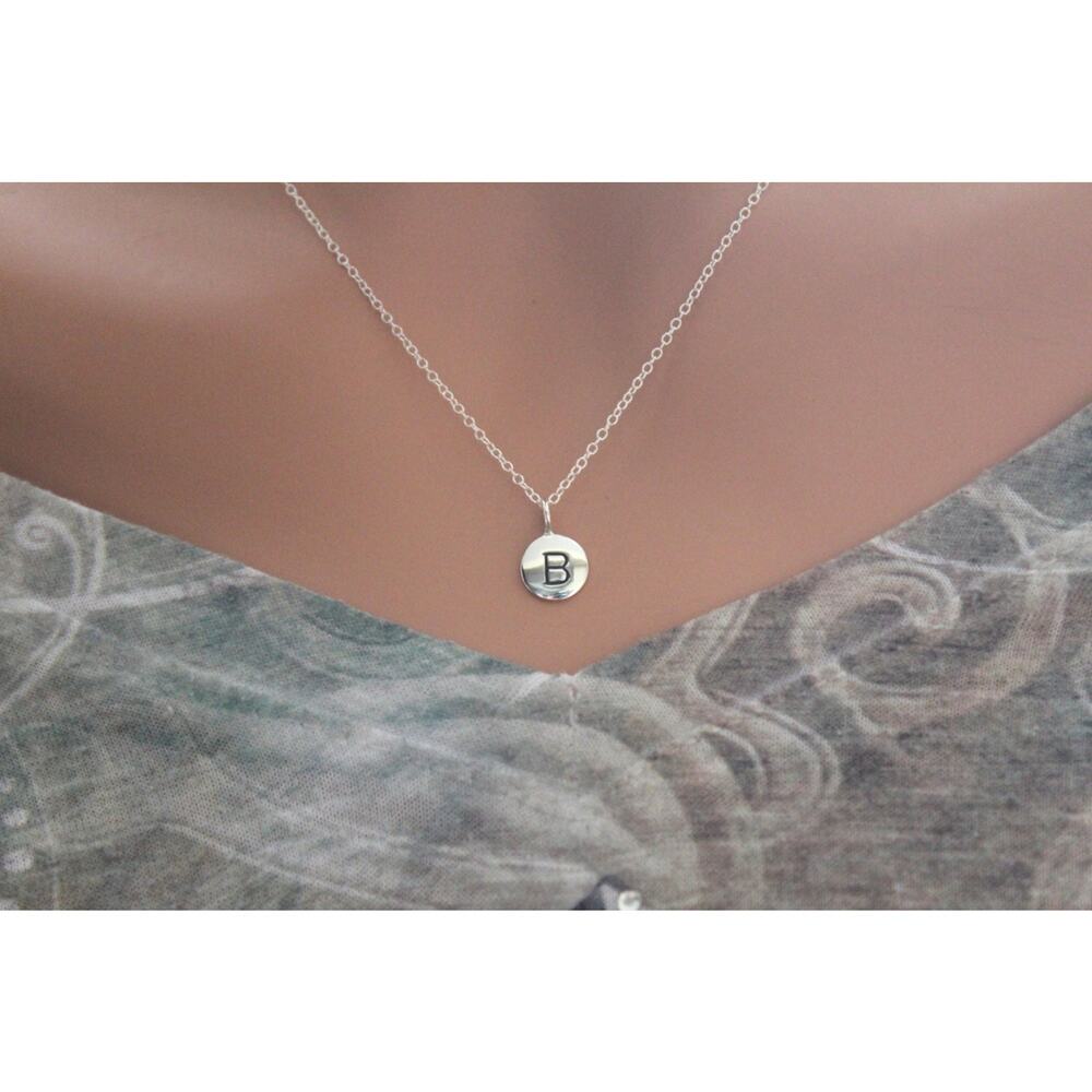 Sterling Silver Simple B Initial Necklace